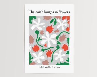 Emerson Zitat Blumen Wand Kunst Druck - Inspirierende Natur Wohnkultur - Digitaler Download Botanisches Kunstwerk