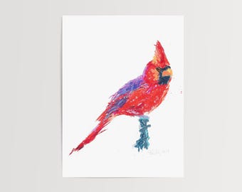 Kardinaalvogel kunstafdruk - muurdecoratie wilde dieren van Felix Roiz