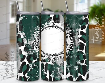 Green Leopard Tumbler Wrap PNG: 20 oz Skinny Sublimation Design (Digital Download)