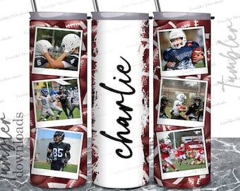 Football Photo Collage 20 oz Skinny Tumbler Design (PNG)
