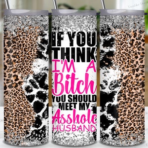 Funny Wife Tumbler Wrap: Pink Leopard, Cow Print (PNG Digital Download)
