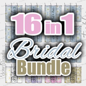 Bride Tumbler Bundle 20oz Skinny Tumbler Bridesmaid Sublimation Design Watercolor Flower Tumbler Blurry Floral Bridal Wrap Party Wedding