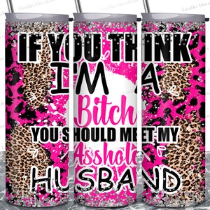 Funny Wife Tumbler Wrap PNG: Pink Leopard Cow Print (Digital Download)