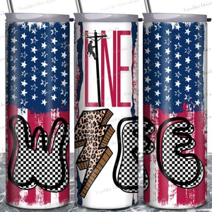 Line Wife Tumbler Design: American Flag Lineman Wrap (PNG Digital Download)