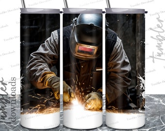 Welder Tumbler Wrap PNG: 20 oz Skinny Sublimation Template (Digital Download)