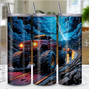 Monster Truck Tumbler Wrap PNG: Kids Racing Design (Digital Download)
