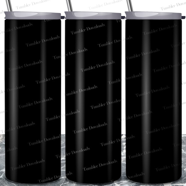 Black Tumbler, Solid Black Color Tumbler Sublimation Design, 20oz Skinny Tumbler PNG, Solid Black Tumbler Wrap Template, Plain Black Tumbler