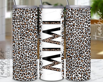 Mimi Leopard Tumbler Wrap PNG: 20 oz smal tumblerdesign (digital nedladdning)