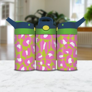 Leopard Print Kids Tumbler Wrap: 12oz Sippy Cup Sublimation Design (PNG)