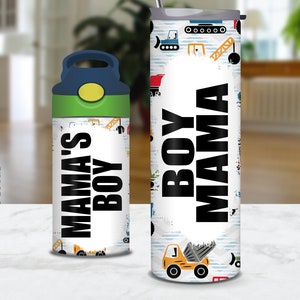 Boy Mom Matching Set 20 oz Vaso 12 oz Sippy Cup Tumbler Wrap PNG Mamá 12 oz Sippy Cup Flip Lid 20 oz Flaco Diseño de sublimación sin costuras