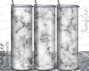 White Marble Tumbler Wrap PNG: 20oz Skinny Tumbler Sublimation Design (Digital Download)