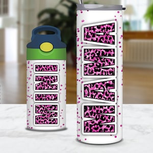 Juego a juego para mamá y niña, vaso recto delgado de 20 oz, taza para sorber de 12 oz, tapa abatible, diseño de sublimación con descarga digital, botella de agua para niños pequeños