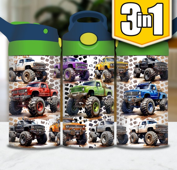 Monster Truck Tumbler Wrap: Kids Sippy Cup Design (PNG Digital Download)