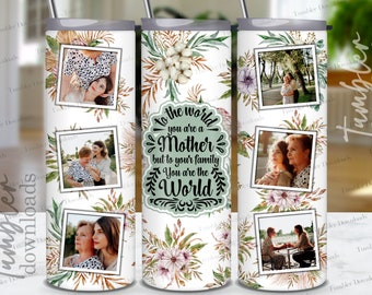 Boho Mama Photo Tumbler Wrap: Floral Mom Birthday Gift (Digital Download PNG)