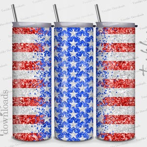 4. Juli Tumbler Wrap, gebrochene weiße Flagge Wrap, 20 Unzen Skinny Tumbler Sublimation, rot weiße blaue Sterne PNG, digitaler Download
