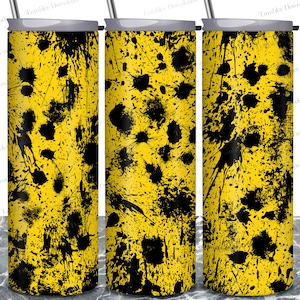 Black Splatter Gold Tumbler Design: 20 oz Skinny Sublimation Template (PNG)