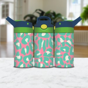 Leopard Print Kids Tumbler Wrap: 12oz Sippy Cup Design (PNG)