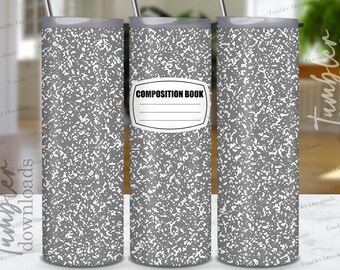 Composition Book Tumbler Wrap PNG: Teacher Student Design (Digital Download)