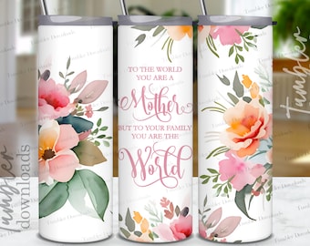 Floral Mom Tumbler Wrap: Moederdag, png (digitale download)