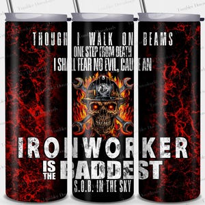 Iron Worker Tumbler Wrap PNG: 20 oz Skinny Sublimation (Digital Download)