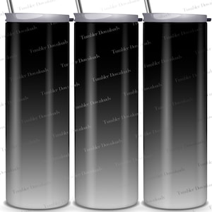 Black Light Gray Ombre Tumbler Black Gray Tumbler Wrap PNG 20oz Skinny Tumbler Sublimation Design Personalized Waterslide Gradient Tumbler