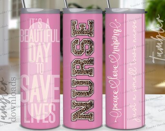 Leopard Nurse 20oz Tumbler Wrap PNG: Sublimation Design (Digital Download)