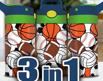 Boys Sports Tumbler Wrap PNG: 12oz Sippy Cup Design (Digital Download)