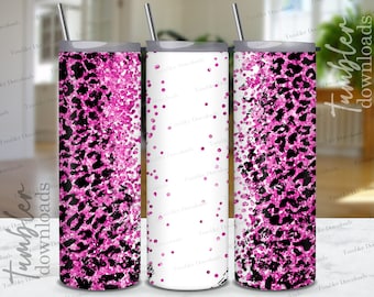 Pink Glitter Leopard Tumbler Wrap: 20 oz Skinny Sublimation Design (PNG)