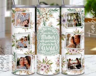 Mammafotomugg PNG-fil: Pastellblommig 20oz smal mugg (digital nedladdning)