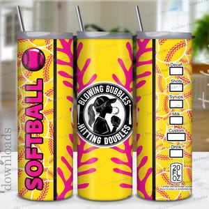 Softball Mom Tumbler Wrap: Seamless 20 oz Skinny Design (Digital Download)