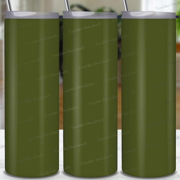 Solid Army Green Tumbler, 20 oz Plain Green Tumbler Sublimation Design Green Color Tumbler PNG, Green Background Wrap 20oz Skinny Tumbler