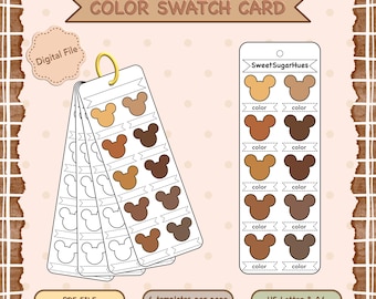 Kaartsjabloon kleurstalen, afdrukbare blanco staalkaart, markeringsvel, digitale download