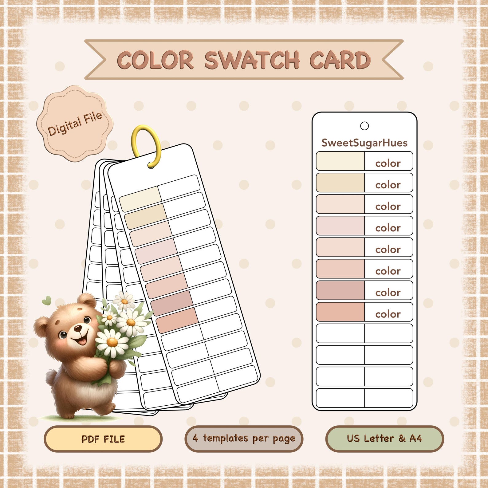 Color Swatch Card Template | Printable Marker & Paint Swatch Chart ...