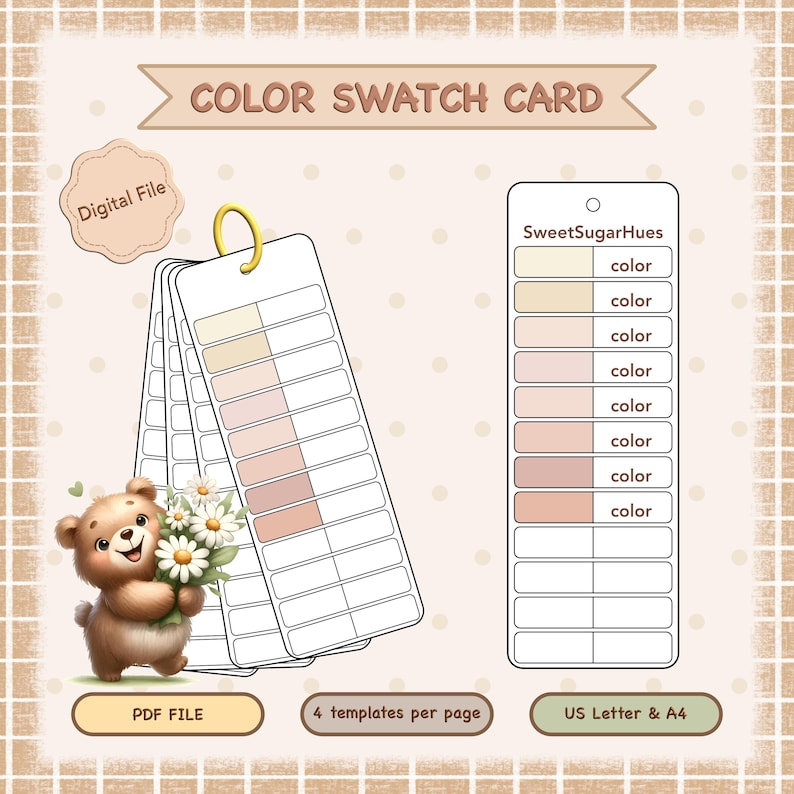 Color Swatch Card Template | Printable Marker & Paint Swatch Chart ...