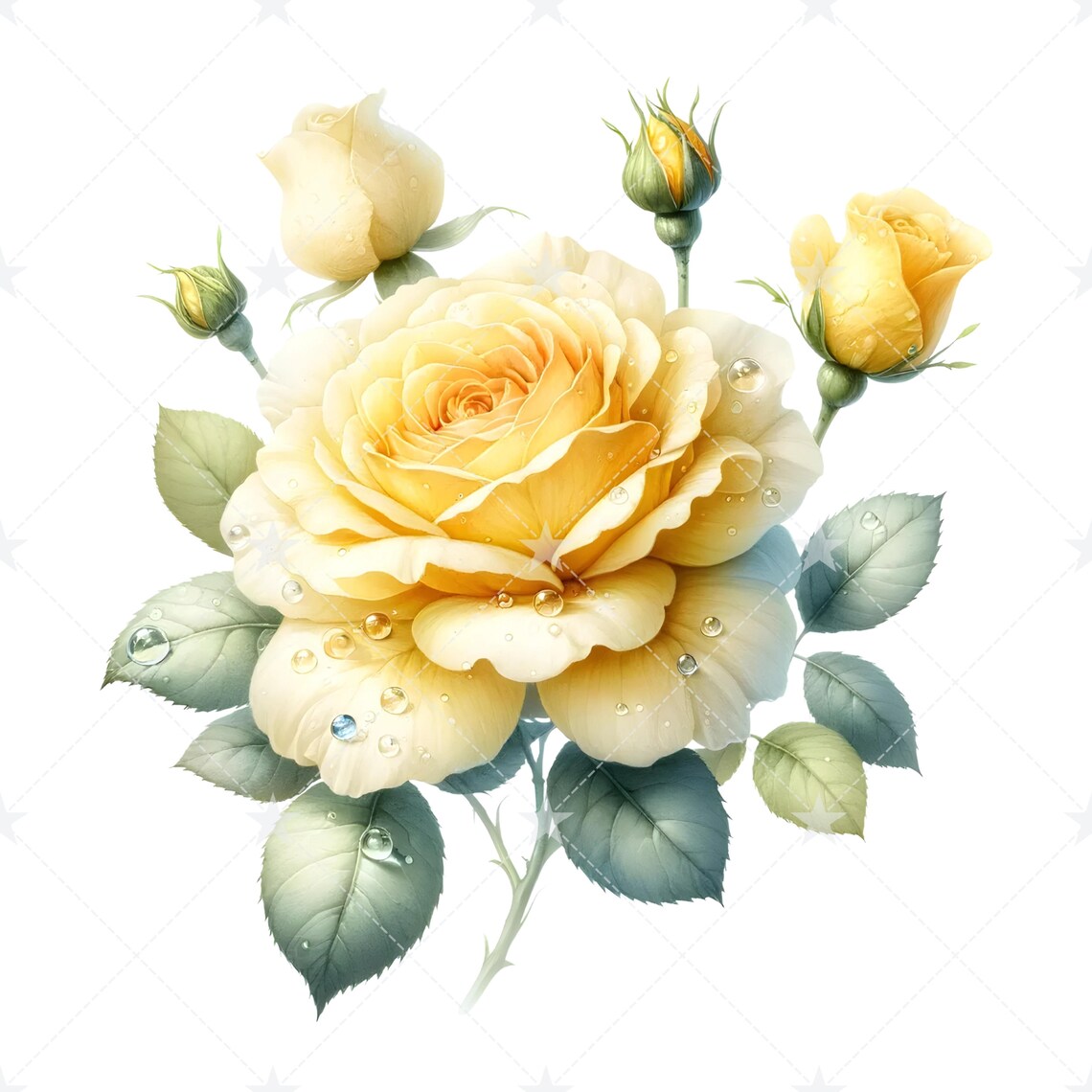 Soft Roses Clipart, Watercolor Rose Set, Flowers Print, Floral Clipart ...
