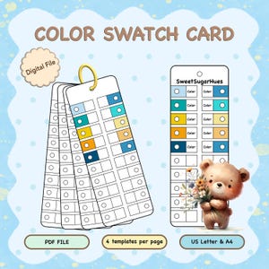 Plantilla de muestra de color, tabla de colores imprimible en blanco para pintura, tarjeta de muestra de paleta de marcadores digitales en PDF