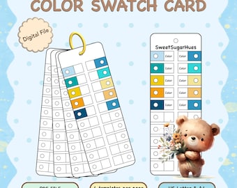 Sjabloon kleurstaal, afdrukbare blanco kleurenkaart voor verf, staalkaart digitale pdf-markeringspalet