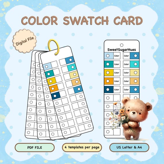 Color Swatch Template, Printable Blank Color Chart for Paint, Digital PDF Marker Palette Swatch Card