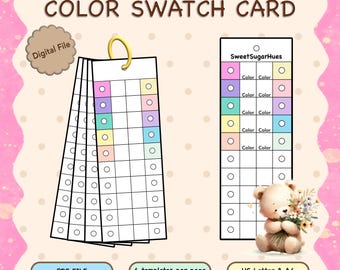 Color Swatch Card Template | Printable Marker & Paint Swatch Chart | Blank Palette | Digital PDF