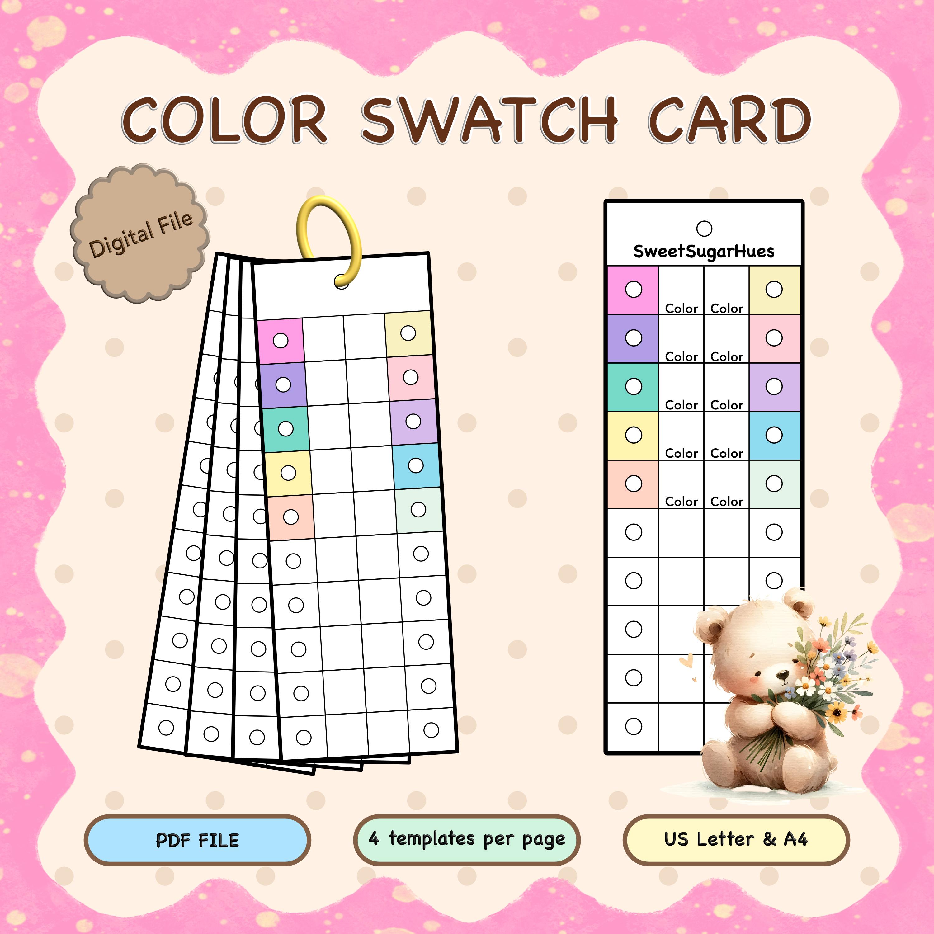 Color Swatch Card Template | Printable Marker & Paint Swatch Chart ...