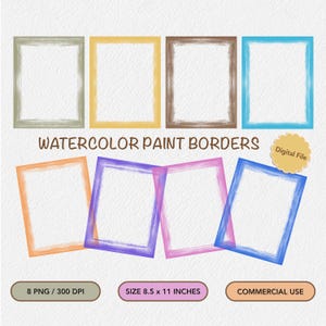 Aquarell Malrand, bunte niedliche Bilderrahmen Clipart, handgezeichnete Ränder, Spritzrand, Pinselstrich, digitaler Download, Seitenränder