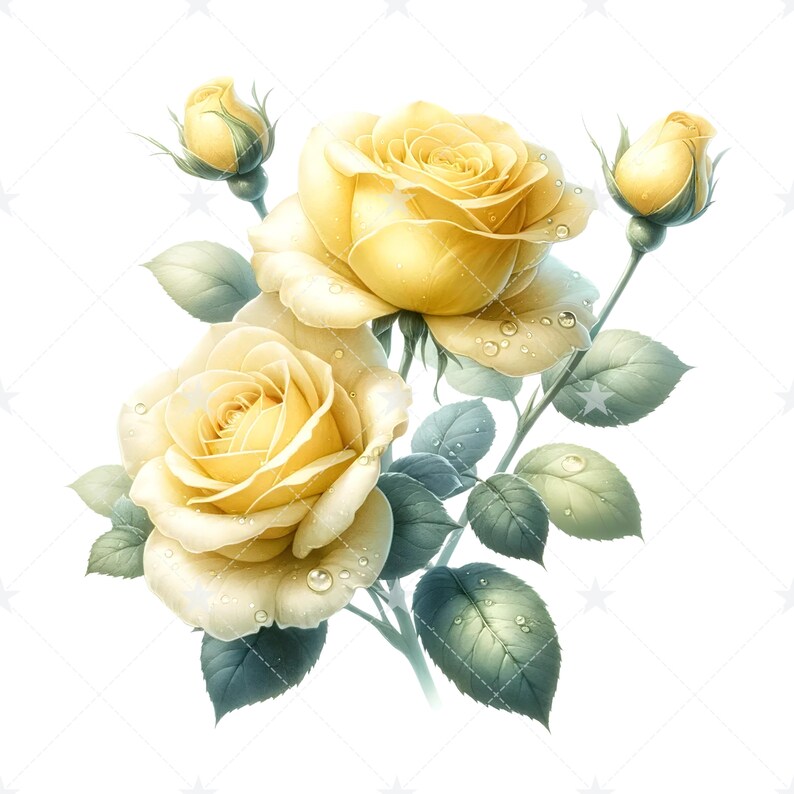 Soft Roses Clipart, Watercolor Rose Set, Flowers Print, Floral Clipart ...