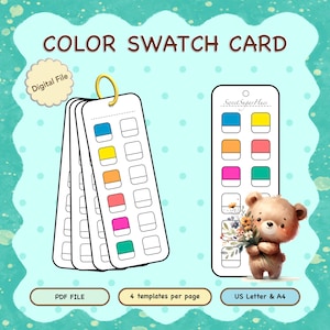 Modelo de amostra de cores, Folha de amostra de cores para impressão, Amostras de paleta de cores, Tabela de amostras de cores em branco, PDF digital, Amostra de cor de marcador