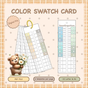 Color Swatch Card Template, Printable Blank Swatch Chart, Marker Paint Palette Sheet, (Digital Download) image 1