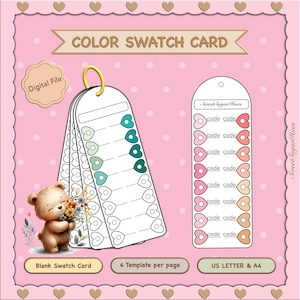 Color Swatch Card Template, Printable Blank Swatch Chart, Marker Paint Palette Sheet, Digital Download