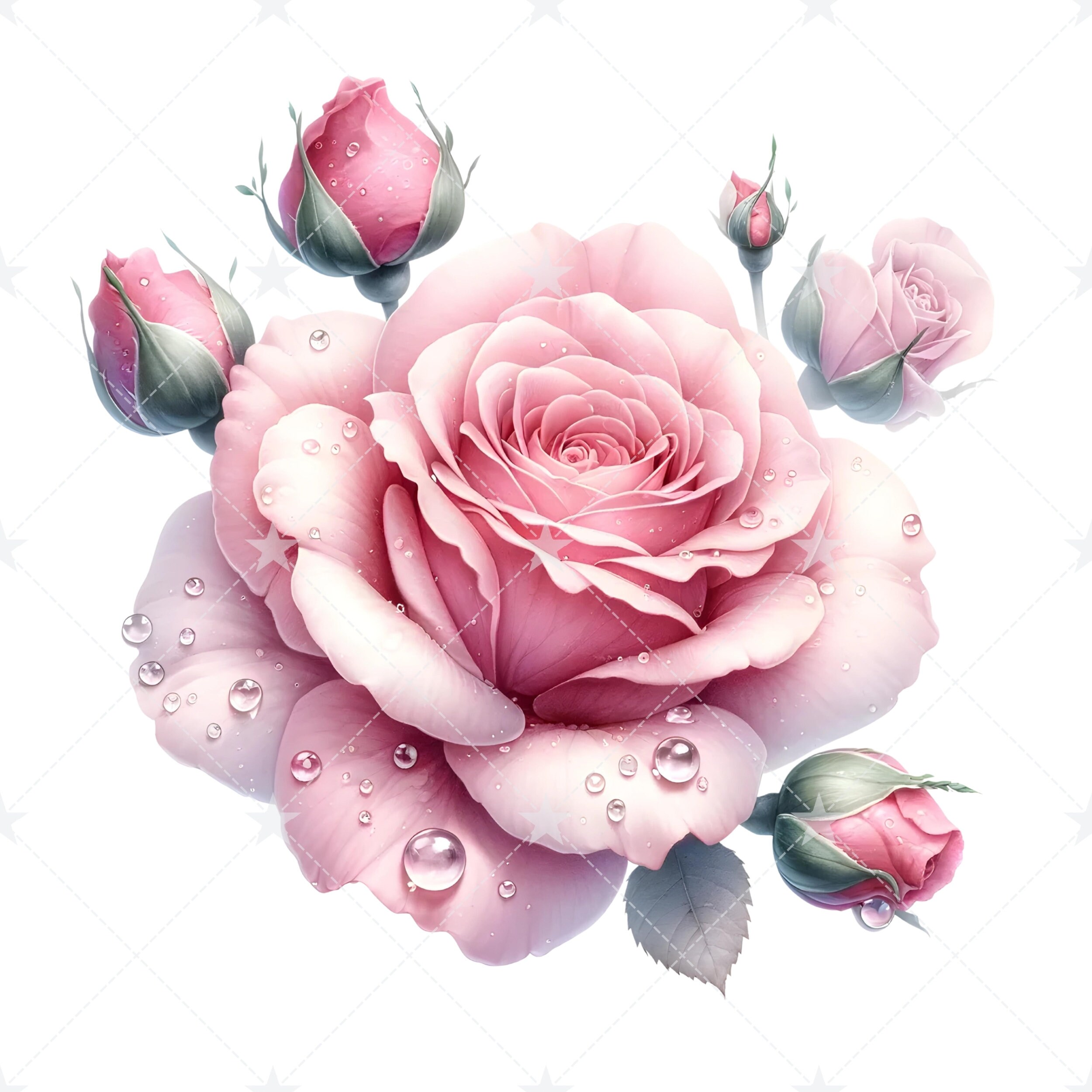 Soft Roses Clipart, Watercolor Rose Set, Flowers Print, Floral Clipart ...