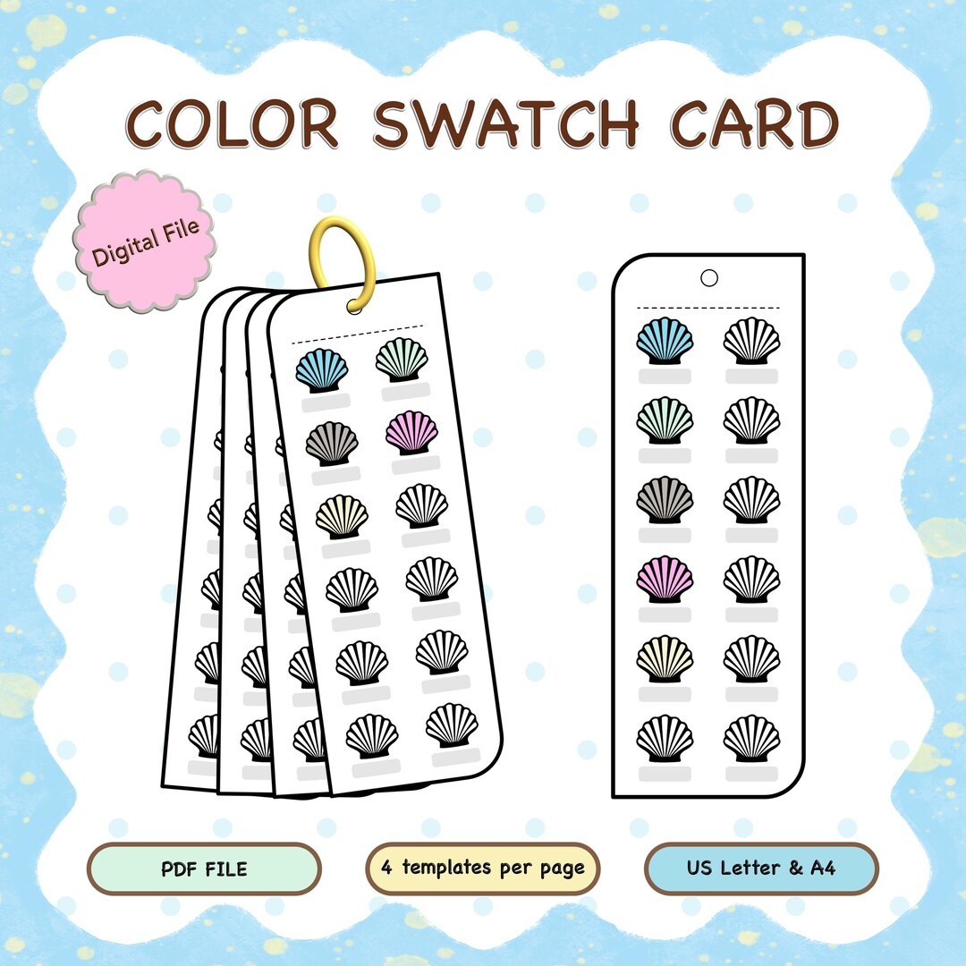 Color Swatch Template, Printable Color Swatch, Seashell Color Swatch ...