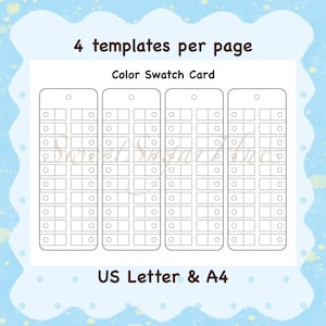 Color Swatch Template, Printable Blank Color Chart for Paint, Digital PDF Marker Palette Swatch Card image 3