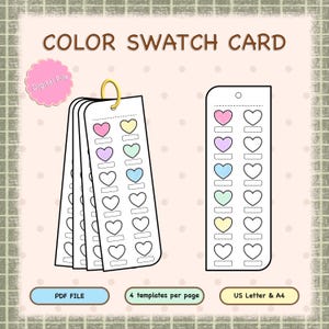 カラースウォッチカードテンプレート | 印刷可能なマーカー＆ペイントスウォッチチャート | デジタルPDF空白パレット