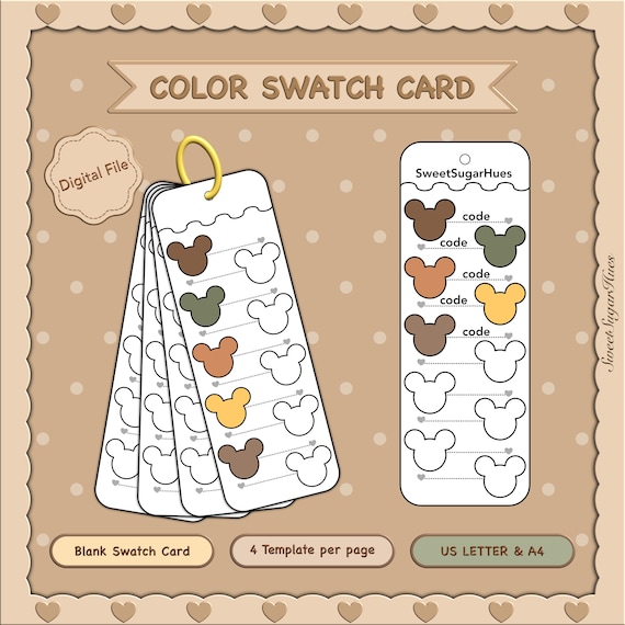 Color Swatch Card Template, Printable Blank Swatch Chart, Marker Paint Palette Sheet, (Digital Download)